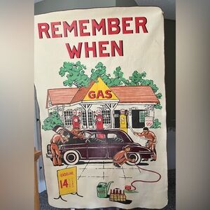 Vintage 50s 60s Chatham REMEMBER WHEN Gas Station Mechanic Nostalgia USA Blanket